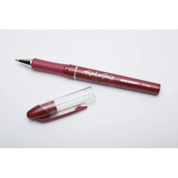 AbilityOne SKILCRAFT AlphaGrip Ballpoint Pens Fine Pen Point - Refillable - Red - Red Barrel - 1 Dozen (4244847)