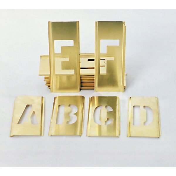 AbilityOne SKILCRAFT Brass Stencil Set 2" - Gothic - Character, Letter, Number, Symbol - Yellow (2987044)