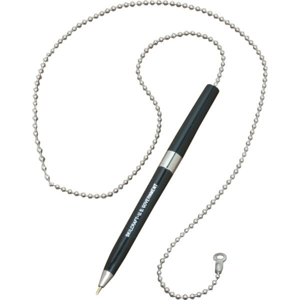 AbilityOne SKILCRAFT Chain Pen Medium Pen Point - Refillable - Black - Black Rubber Barrel - 1 Dozen (4493740)