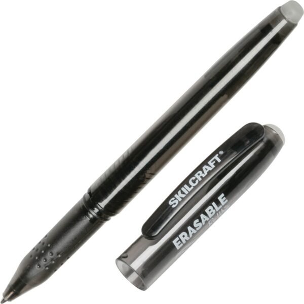 AbilityOne SKILCRAFT Erasable Stick Pen 0.7 mm Pen Point Size - Black Gel-based Ink - Translucent Barrel - 1 Dozen (6580391)
