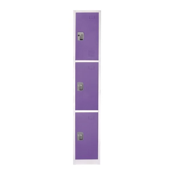 AdirOffice Steel Storage Locker, 3 Compartment, 12 x 12 x 72, Purple (I629203PUR)