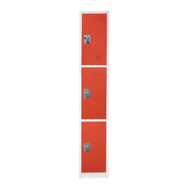 AdirOffice Steel Storage Locker, 3 Compartment, 12 x 12 x 72, Red (I629203RED)