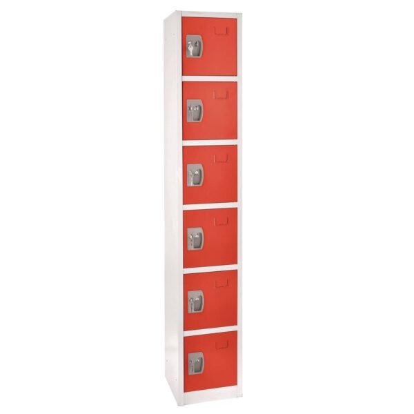 AdirOffice Steel Storage Locker, 6 Compartment, 12 x 12 x 72, Red (I629206RED)