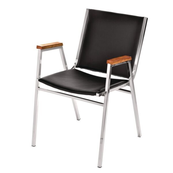 AdirOffice Vinyl Chrome Frame Stackable Office Chair, 16.5 x 22 x 32, Black Seat, Black Back, Chrome Base (I63802BK)