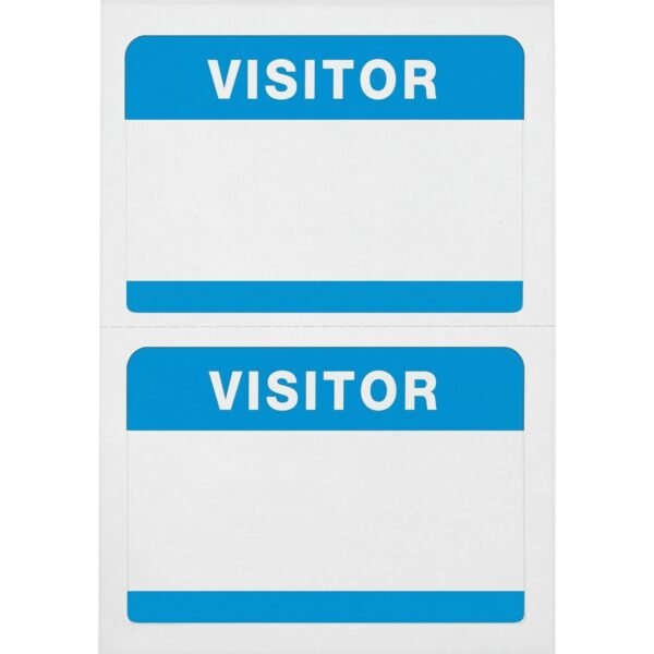 Advantus Self-Adhesive Visitor Badges Visitor - 2 1/4" Height x 3 1/2" Width - Removable Adhesive - Rectangle - White, Blue - 100 / Box (97190)