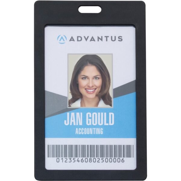 Advantus Vertical Rigid ID Badge Holder Support 2" x 3.25" Media - Vertical - Plastic - Black - 6 / Pack (97068)