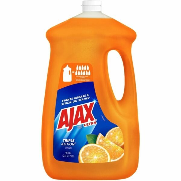 Ajax® Triple Action Liquid Dish Soap, Orange, 90-oz., 4 bottles 90 fl oz (2.8 quart) - Orange Scent - Pleasant Scent, Phosphate-free, Kosher-free - Orange - 4 / Carton (149874CT)