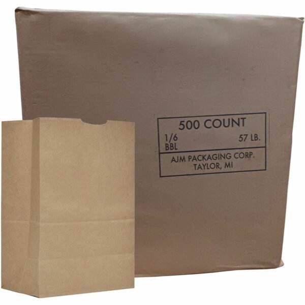 AJM Packaging Grocery Sacks 17" Length x 12" Width x 7" Depth - Kraft - Kraft - Grocery, Food - 500 / Carton (GS57NP5C)