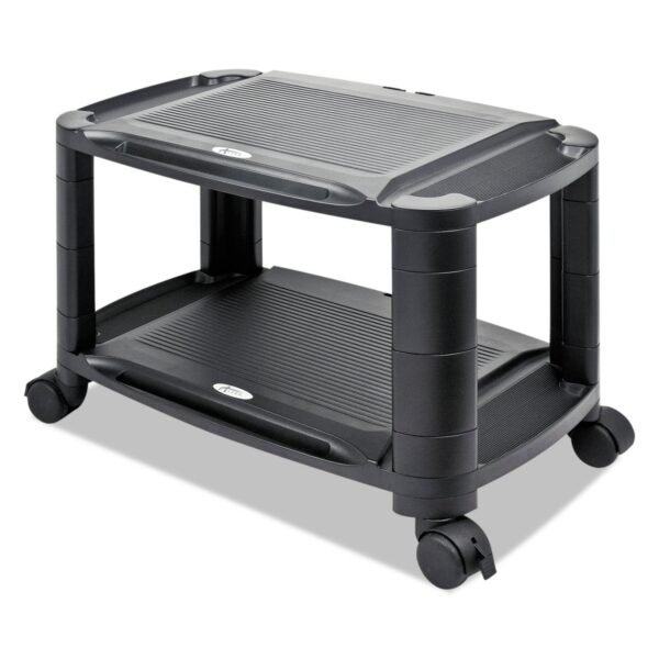 Alera 3-in-1 Cart/Stand, Plastic, 3 Shelves, 1 Drawer, 100 lb Capacity, 21.63" x 13.75" x 24.75", Black/Gray (ALEU3N1BL)