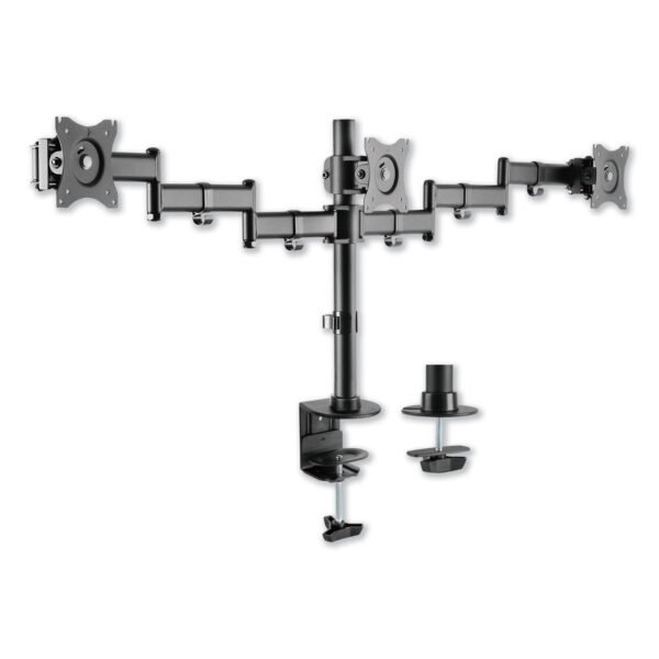 Alera AdaptivErgo Pole-Mount Triple Arm for 27" Monitors, 360 deg Rotation, +45/-45 deg Tilt, 45 deg Pan, Black, Supports 17.6 lb (ALEAEMA3B)