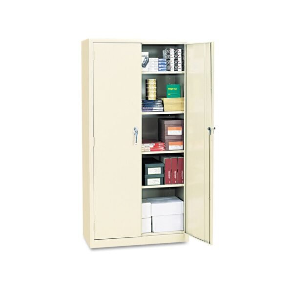 Alera Assembled 72" High Heavy-Duty Welded Storage Cabinet, Four Adjustable Shelves, 36w x 18d, Putty (ALECM7218PY)