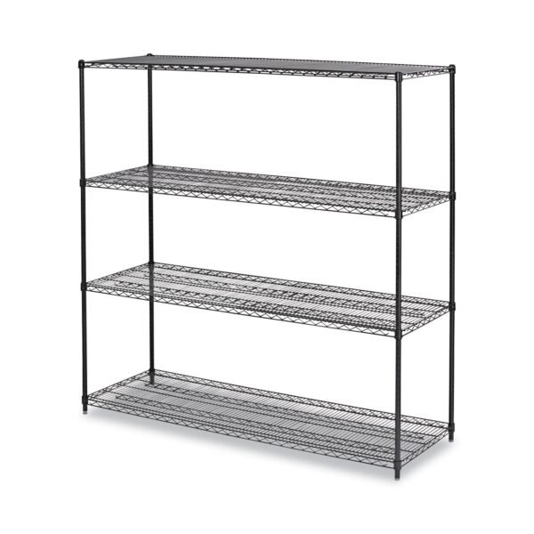 Alera BA Plus Wire Shelving Kit, Four-Shelf, 72w x 24d x 72h, Black Anthracite Plus (ALESW207224BA)