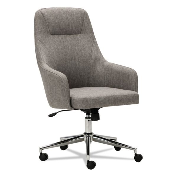 Alera Captain Series High-Back Chair, Supports Up to 275 lb, 17.1" to 20.1" Seat Height, Gray Tweed Seat/Back, Chrome Base (ALECS4151)