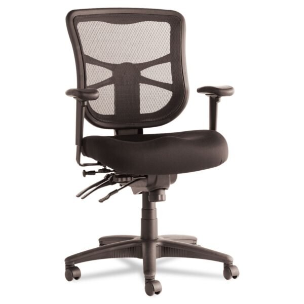 Alera Elusion Series Mesh Mid-Back Multifunction Chair, Prem Fabric, Supports Up to 275 lb, 17.7" to 21.4" Seat Height, Black (ALEEL42ME10B)