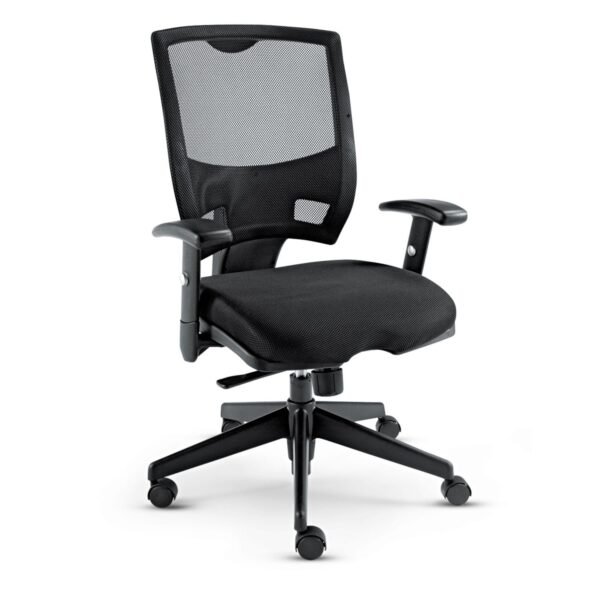 Alera Epoch Series Fabric Mesh Multifunction Chair, Supports Up to 275 lb, 17.63" to 22.44" Seat Height, Black (ALEEP42ME10B)