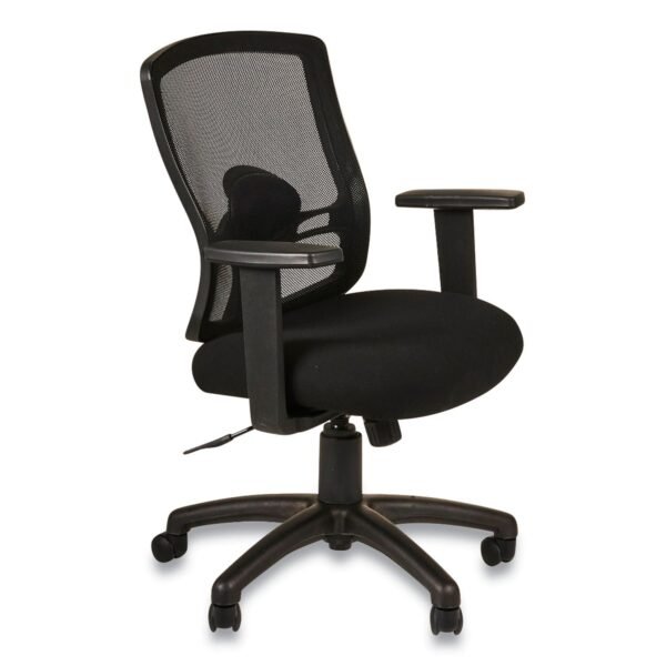 Alera Etros Series Mesh Mid-Back Petite Swivel/Tilt Chair, Supports Up to 275 lb, 17.71" to 21.65" Seat Height, Black (ALEET4017B)