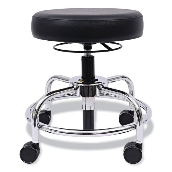Alera HL Series Height-Adjustable Utility Stool, Backless, Supports Up to 300 lb, 24" Seat Height, Black Seat, Chrome Base (ALECS614)