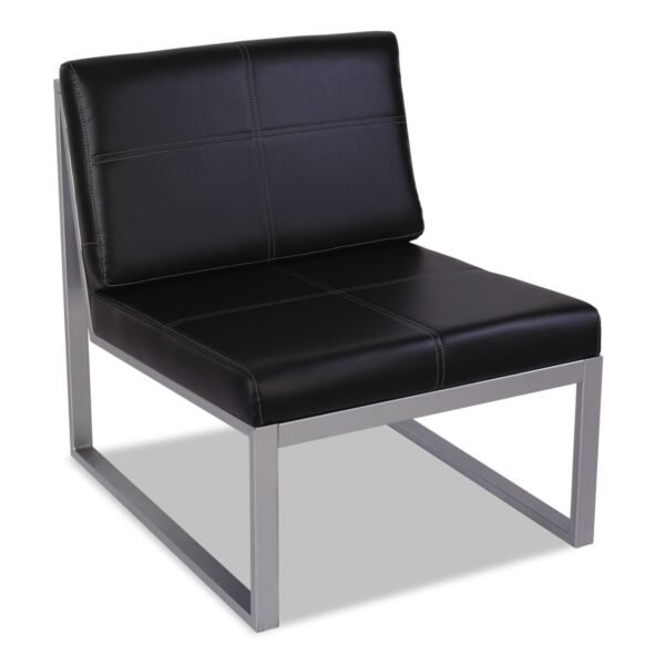 Alera Ispara Series Armless Chair, 26.57" x 30.71" x 31.1", Black Seat, Black Back, Silver Base (ALERL8319CS)