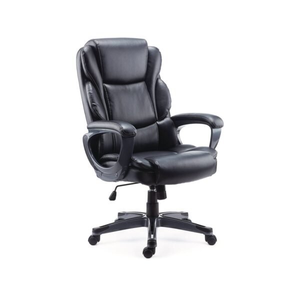 Alera Kirkdale Bonded Leather Manager Chair, Supports Up to 275 lb, 16.18 to 22.76 Seat Height, Black Seat/Back, Black Base (ALEKD4519)