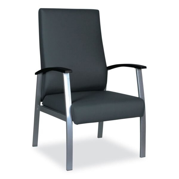 Alera metaLounge Series High-Back Guest Chair, 24.6" x 26.96" x 42.91", Black Seat, Black Back, Silver Base (ALEML2419)