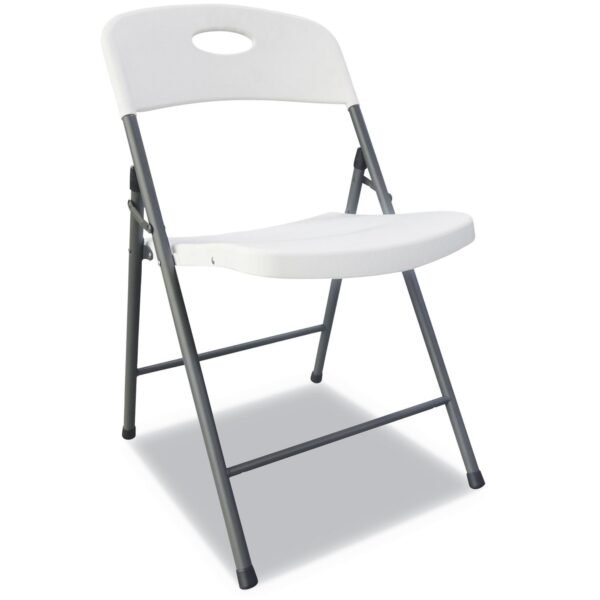Alera Molded Resin Folding Chair, Supports Up to 225 lb, 18.19" Seat Height, White Seat, White Back, Dark Gray Base, 4/Carton (ALEFR9402)