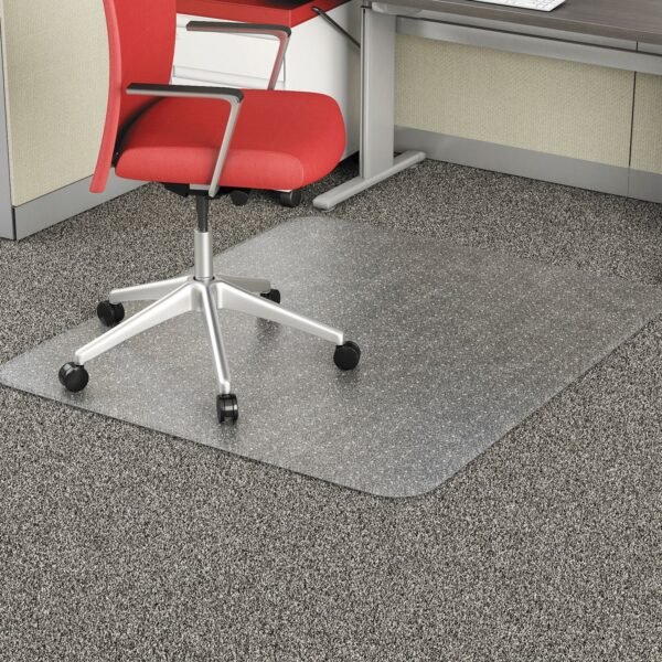 Alera Occasional Use Studded Chair Mat for Flat Pile Carpet, 46 x 60, Rectangular, Clear (ALEMAT4660CFPR)