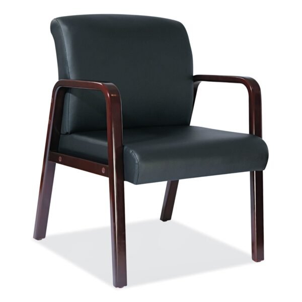 Alera Reception Lounge WL Series Guest Chair, 24.21" x 24.8" x 32.67", Black Seat, Black Back, Mahogany Base (ALERL4319M)