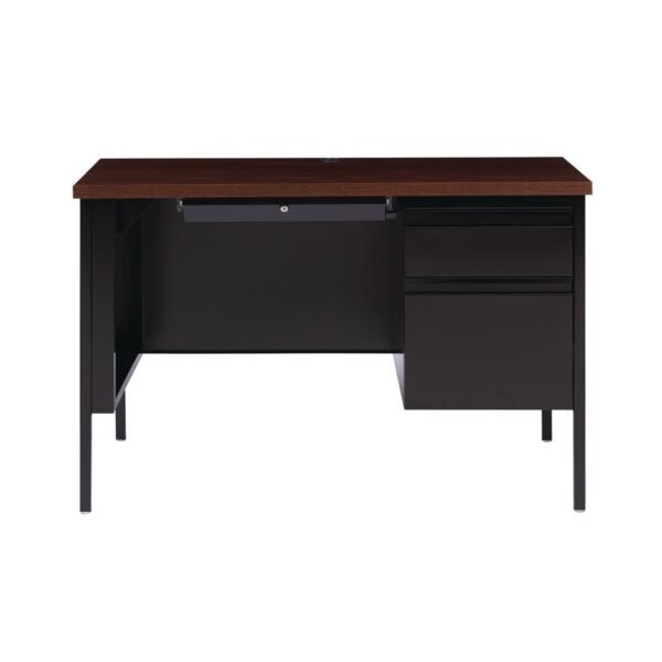Alera Single Pedestal Steel Desk, 45" x 24" x 29.5", Mocha/Black, Black Legs (ALEHSD4524BM)
