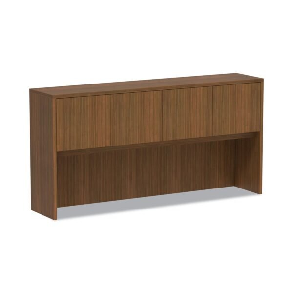 Alera Valencia Series Hutch with Doors, 4 Compartments, 70.63w x 15d x 35.38h, Modern Walnut (ALEVA287215WA)