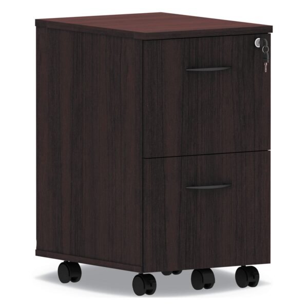 Alera Valencia Series Mobile Pedestal, Left or Right, 2 Legal/Letter-Size File Drawers, Mahogany, 15.38" x 20" x 26.63" (ALEVA582816MY)