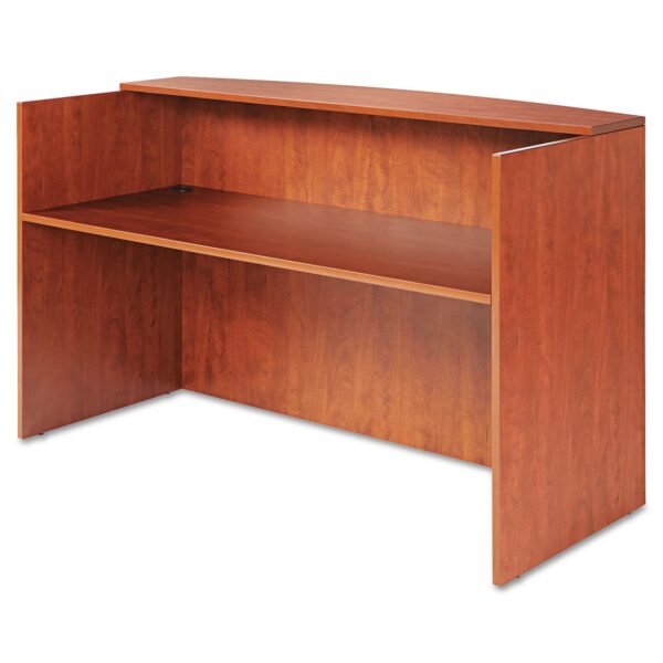 Alera Valencia Series Reception Desk with Transaction Counter, 71" x 35.5" x 29.5" to 42.5", Medium Cherry (ALEVA327236MC)