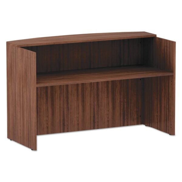 Alera Valencia Series Reception Desk with Transaction Counter, 71" x 35.5" x 42.5", Modern Walnut (ALEVA327236WA)