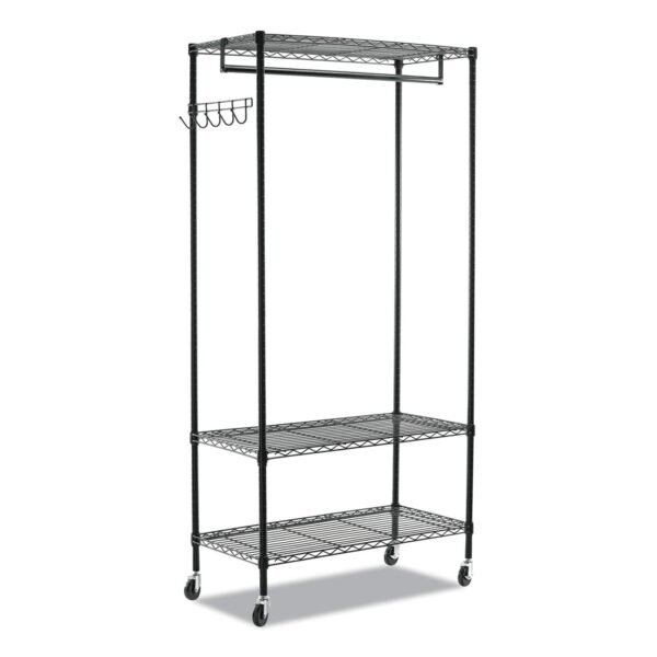 Alera Wire Shelving Garment Rack, 40 Garments, 48w x 18d x 75h, Black (ALEGR364818BL)