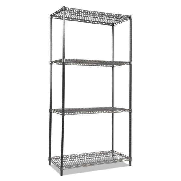 Alera Wire Shelving Starter Kit, Four-Shelf, 36w x 18d x 72h, Black Anthracite (ALESW503618BA)
