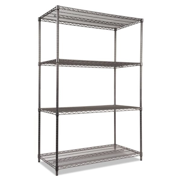 Alera Wire Shelving Starter Kit, Four-Shelf, 48w x 24d x 72h, Black Anthracite (ALESW504824BA)