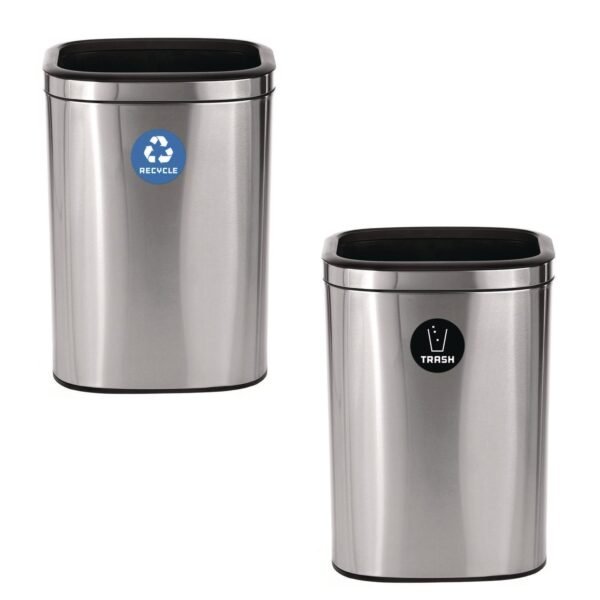 Alpine 10.5 Gallon Recycle and Trash Station, Brushed Stainless Steel (ALP47040LRT)