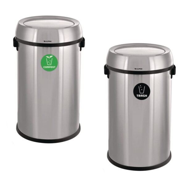 Alpine 17 Gallon Stainless Steel Indoor Compost and Trash Station with Swivel Lid (47065L1COT)
