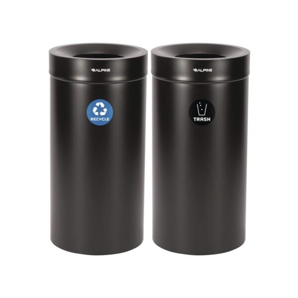 Alpine 27 Gallon Black Stainless Steel Recycling Can and Trash Receptacle (47527BLKRT)