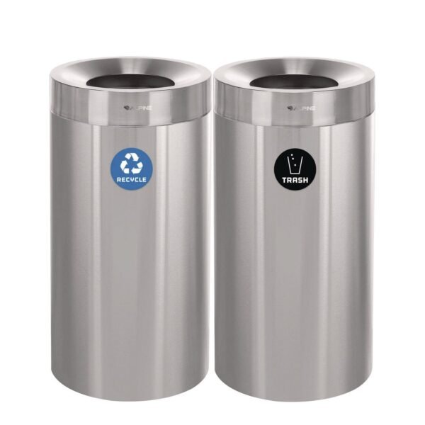 Alpine 27 Gallon Stainless Steel Recycling Can and Trash Receptacle, Brushed Stainless Steel (ALP47527RT)