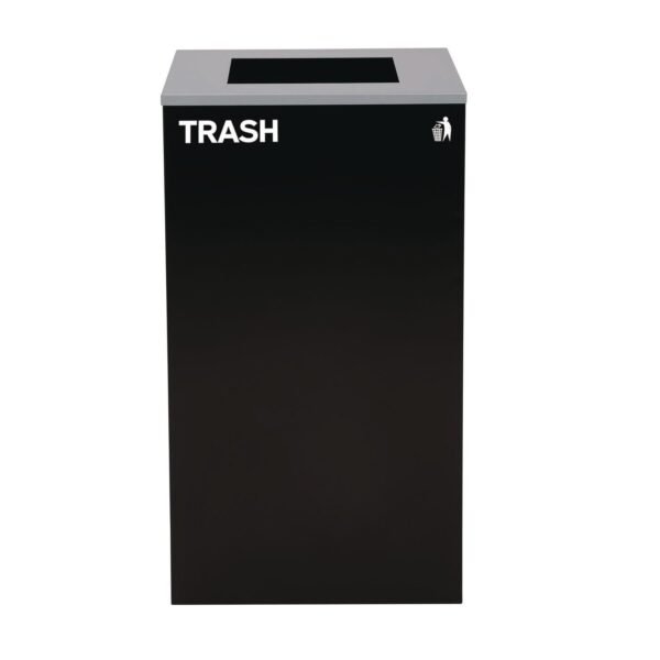 Alpine 29 Gallon Trash/Recycling Cans, Steel, Black Trash Can with Square Lid (4450KITBLKST)