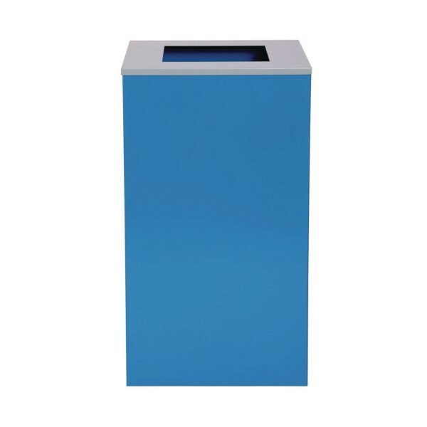 Alpine 29 Gallon Trash/Recycling Cans, Steel, Blue Can with Square Lid (4450KITBLUS)