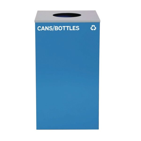Alpine 29 Gallon Trash/Recycling Cans, Steel, Blue Cans/Bottles Recycling Can with Circle Lid (4450KITBLUCC)