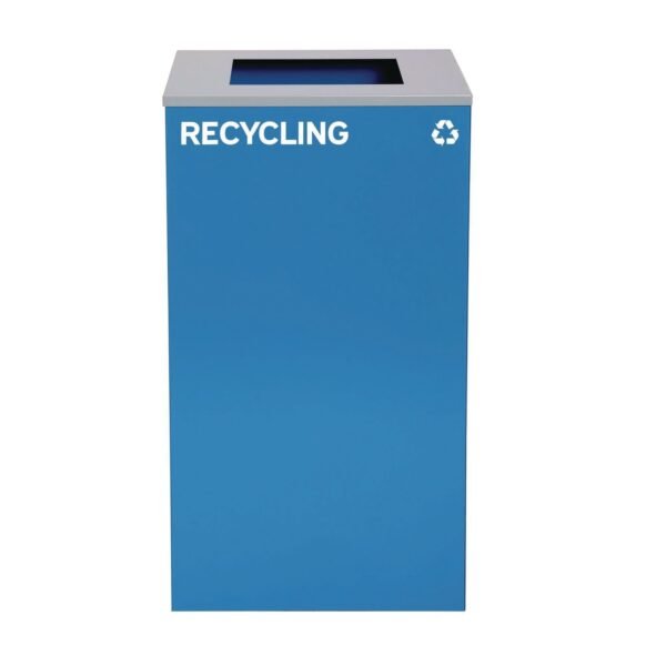 Alpine 29 Gallon Trash/Recycling Cans, Steel, Blue Recycling Can with Square Lid (4450KITBLUSR)