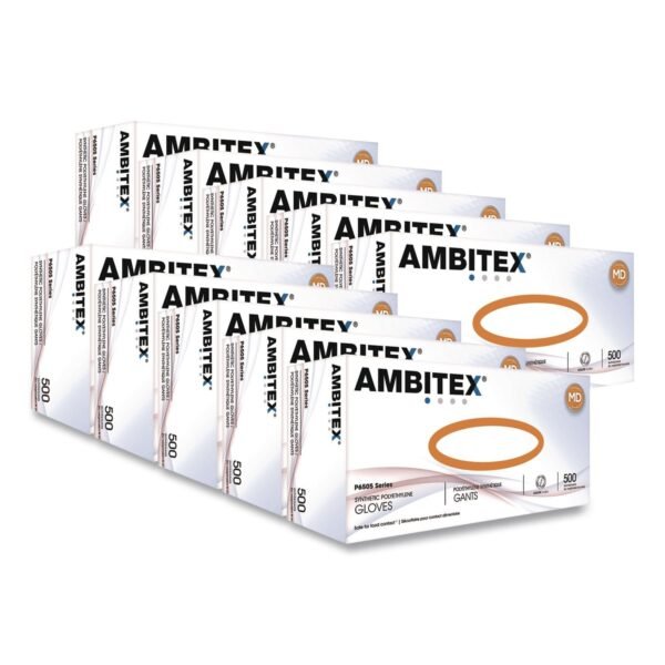 AMBITEX V200 Series Powder-Free Vinyl Exam Gloves, Small, 4 mil Thick, 9" Long, Clear, 100/Box, 10 Boxes/Carton (VSM200CT)
