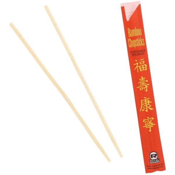 AmerCare Royal 9" Bamboo Chopsticks Chopsticks - Red, Natural - 100/Pack - 10 / Carton (054000)