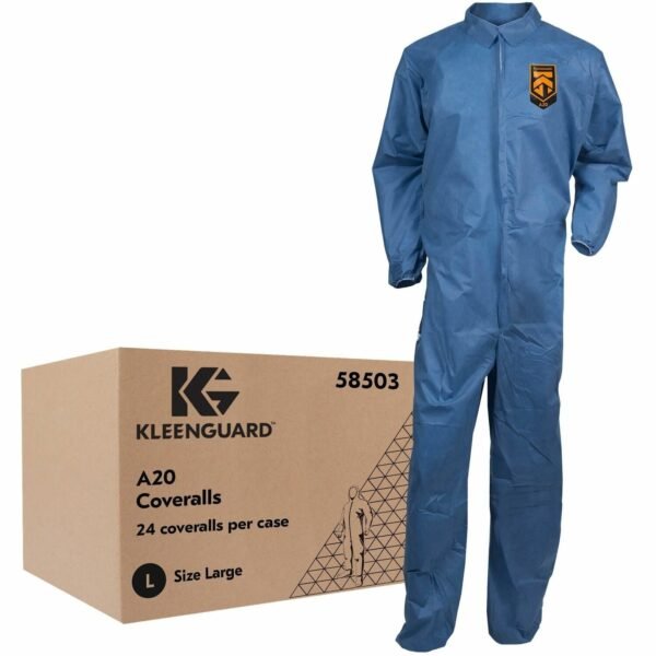 Ansell Health A20 Particle Protection Coveralls Recommended for: Laboratory, Remediation - Large - Dry Particle, Dirt, Grime, Dust Protection - SMS - Blue - Disposable, Zipper...