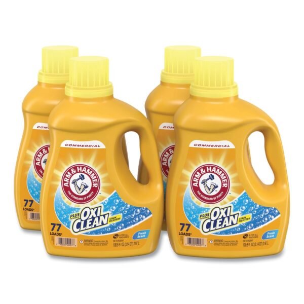 Arm & Hammer OxiClean Concentrated Liquid Laundry Detergent, Fresh, 100.5 oz Bottle, 4/Carton (3320050027)