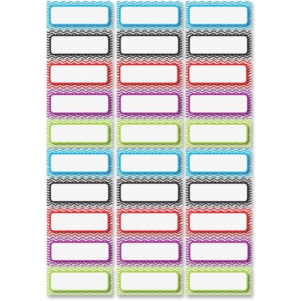 Ashley Dry Erase Chevron Nameplate Magnets 30 x Rectangle Shape - Magnetic - Chevron - Die-cut, Write on/Wipe off, Heavy Duty - Multicolor - Foam - 30 / Pack (10077)