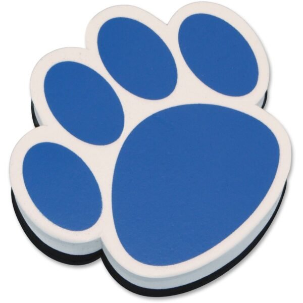 Ashley Paw Shaped Magnetic Whiteboard Eraser Used as Mark Remover - Magnetic, Lightweight - Blue, White - 1 Each (10002)