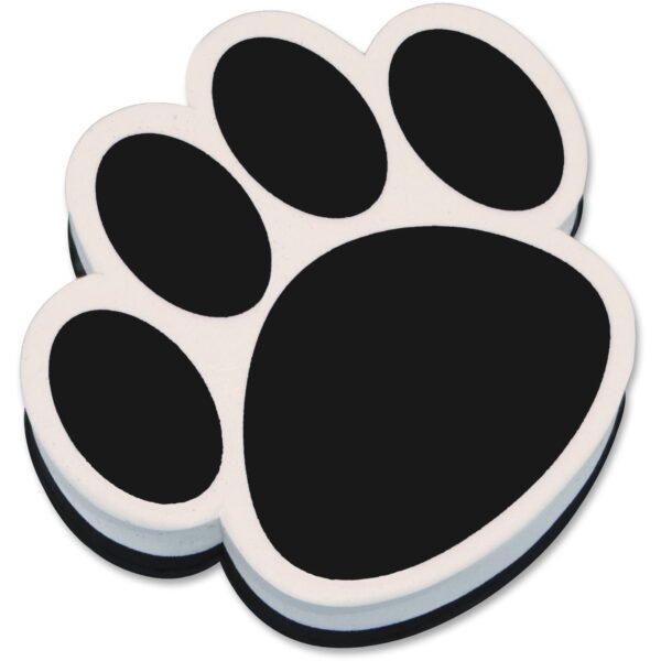 Ashley Paw Shaped Magnetic Whiteboard Eraser Used as Mark Remover - Magnetic, Lightweight - Black, White - 1 Each (10017)